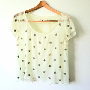 Hollister pale Sunshine beaded top Size Medium